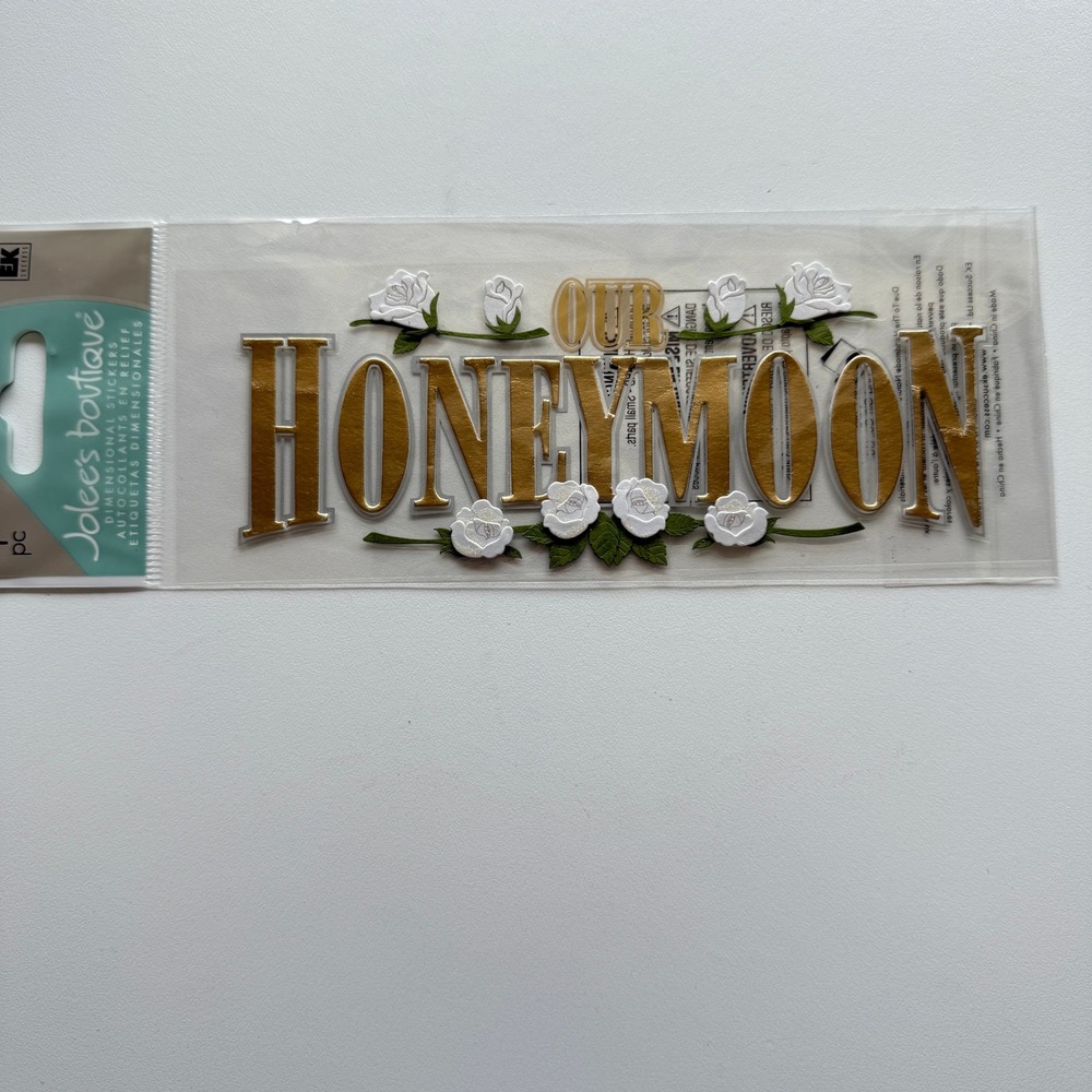 Jolee's Boutique Our Honeymoon Dimensional Stickers Gold White Roses SPJT293